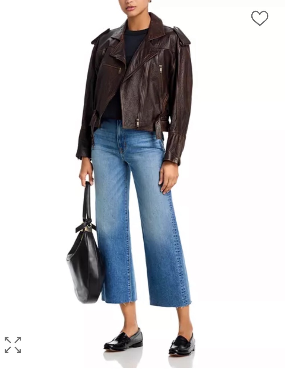 SLVRLAKE Grace Crop Wide Leg Denim Jeans Women’s 25 Blue Raw‎ Hem Classic
